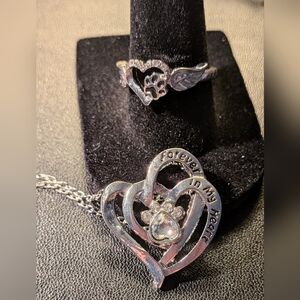 Dog Remembrance Jewelry. Necklace And Size 7.5 Ring. Forever In My Heart
